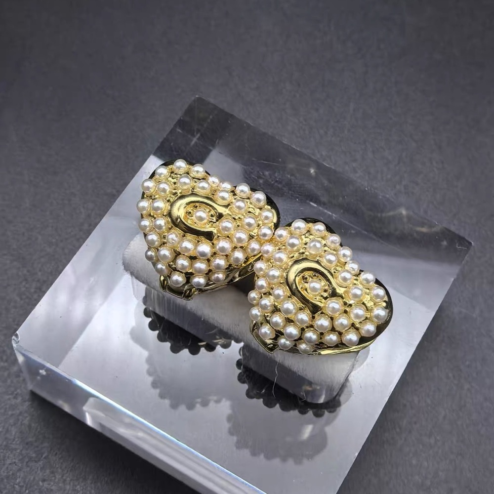 Coach Gold and Pearl Cluster Earrings - Picture 6 of 9